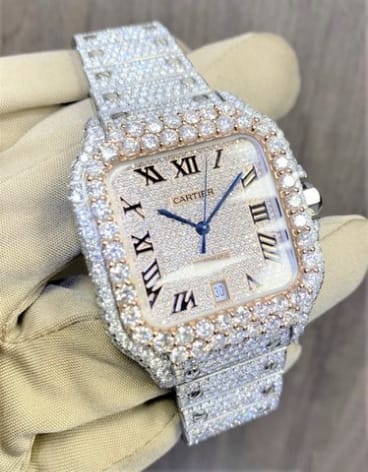 Cartier Watch moissanite wrist watch fully iced out diamond watch hip hop watch custom watch