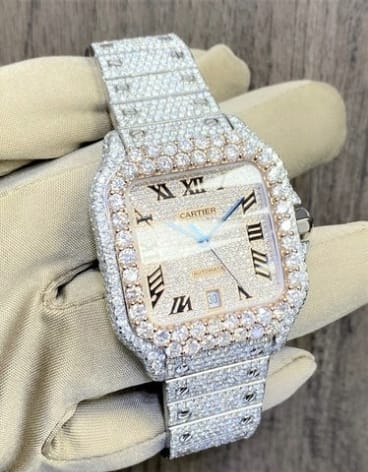 Cartier Watch moissanite wrist watch fully iced out diamond watch hip hop watch custom watch