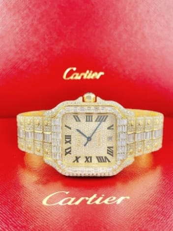 Cartier Watch yellow gold moissanite diamond watch automatic stainless steel watch custom bling watch