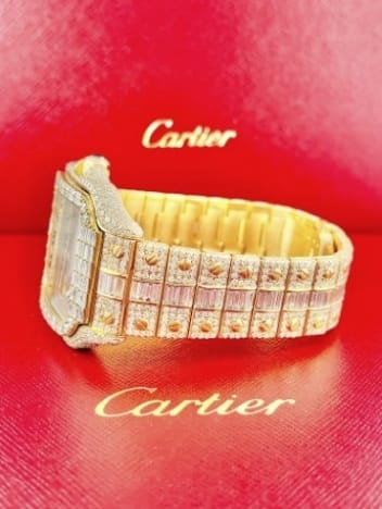 Cartier Watch yellow gold moissanite diamond watch automatic stainless steel watch custom bling watch