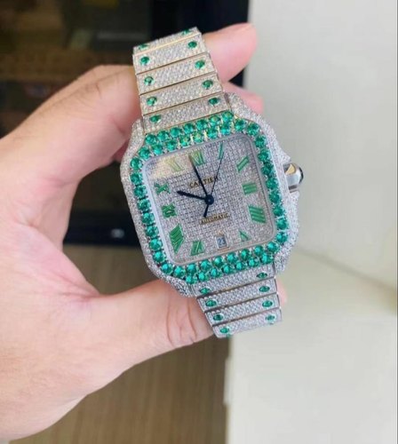 Cartier Watch custom iced out moissanite watch for him color diamond watch watch hip hop wrist watch