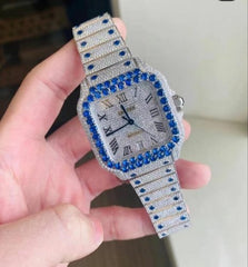 Cartier Watch custom iced out moissanite watch for him color diamond watch watch hip hop wrist watch