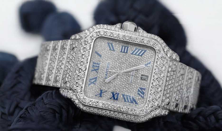 Cartier Watch iced out diamond watch real moissanite handmade automatic watch mens hip hop watch