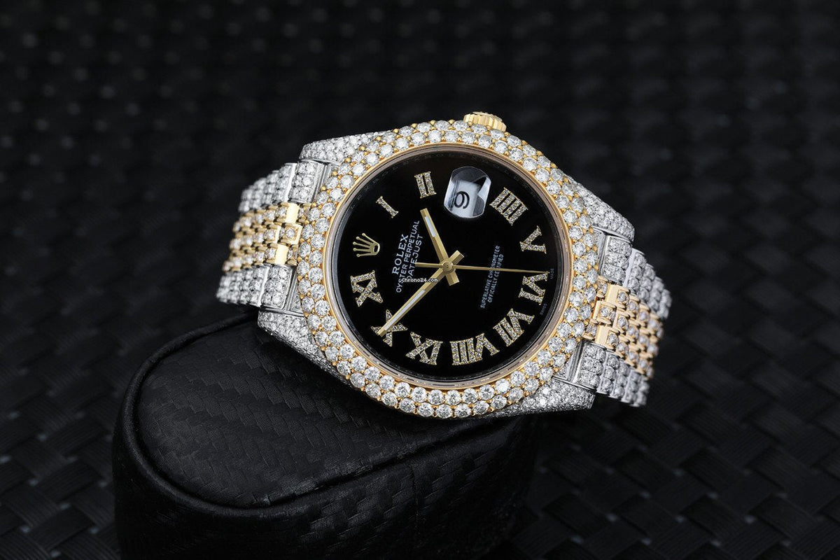 Rolex Watch fully iced out moissanite watch black dial wrist watch bust down watch mens wrist watch