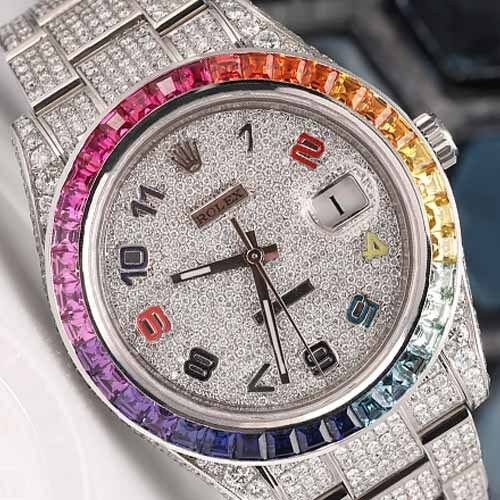 Rolex Watch 42mm round dial moissanite watch men luxury wrist watch hip hop diamond watch