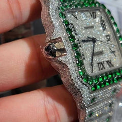 Cartier Watch custom iced out diamond watch real moissanite watch gift for him handmade hip hop watch