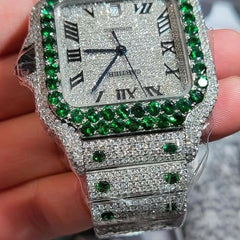 Cartier Watch custom iced out diamond watch real moissanite watch gift for him handmade hip hop watch