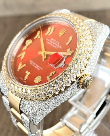 Rolex Watch custom moissanite wrist watch 2 tone gold plated watch iced out hip hop watch