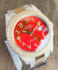 Rolex Watch custom moissanite wrist watch 2 tone gold plated watch iced out hip hop watch