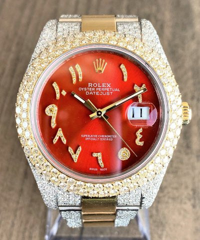 Rolex Watch custom moissanite wrist watch 2 tone gold plated watch iced out hip hop watch