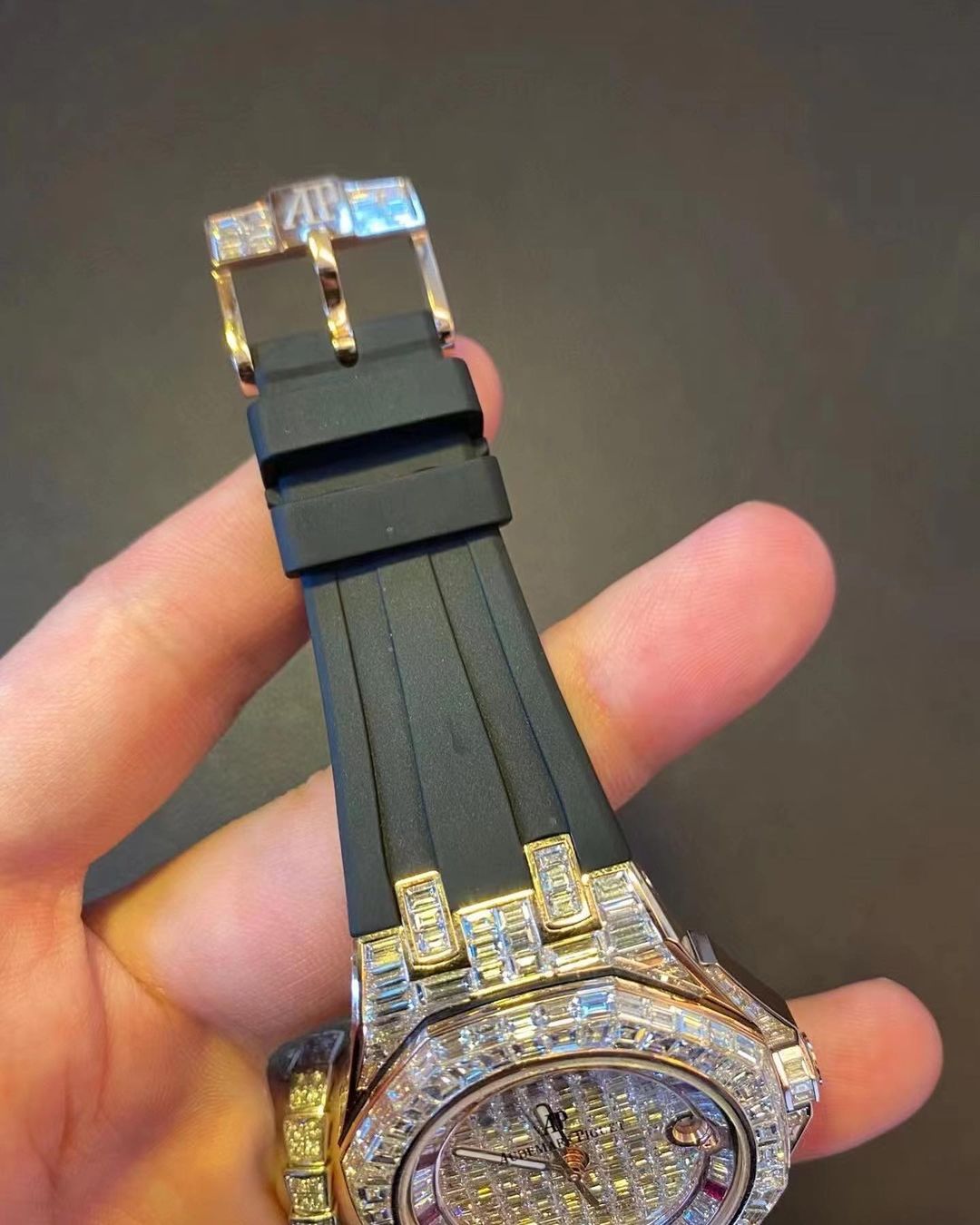 Audemars Piguet Watch custom moissanite diamond watch iced out watch with black rubber strap men luxury wrist watch