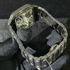 Cartier Watch iced out jet black moissanite skeleton watch stainless steel watch men hip hop watch