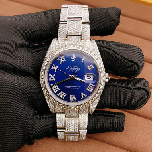 Rolex Watch big diamond bezel watch fully iced strap moissanite watch white gold hip hop watch