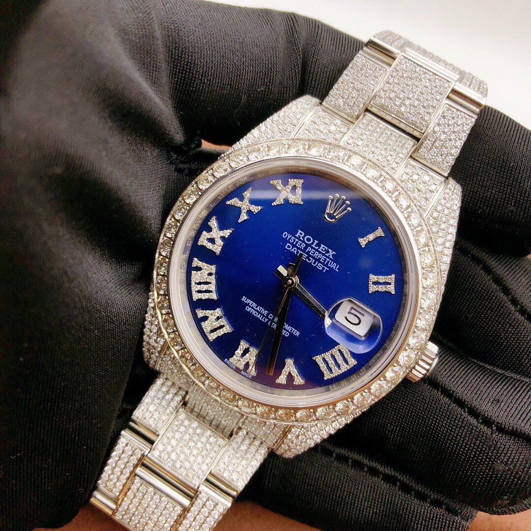 Rolex Watch big diamond bezel watch fully iced strap moissanite watch white gold hip hop watch