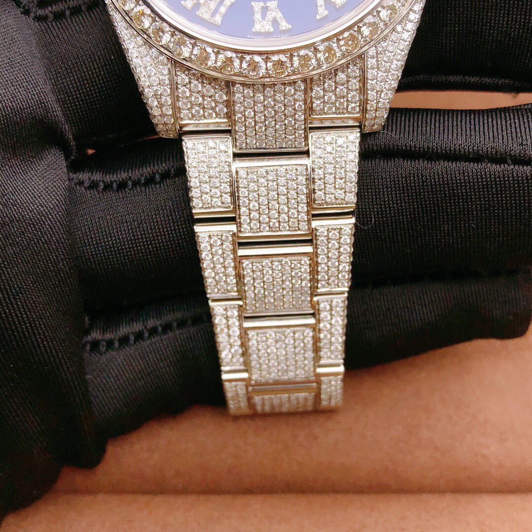 Rolex Watch big diamond bezel watch fully iced strap moissanite watch white gold hip hop watch