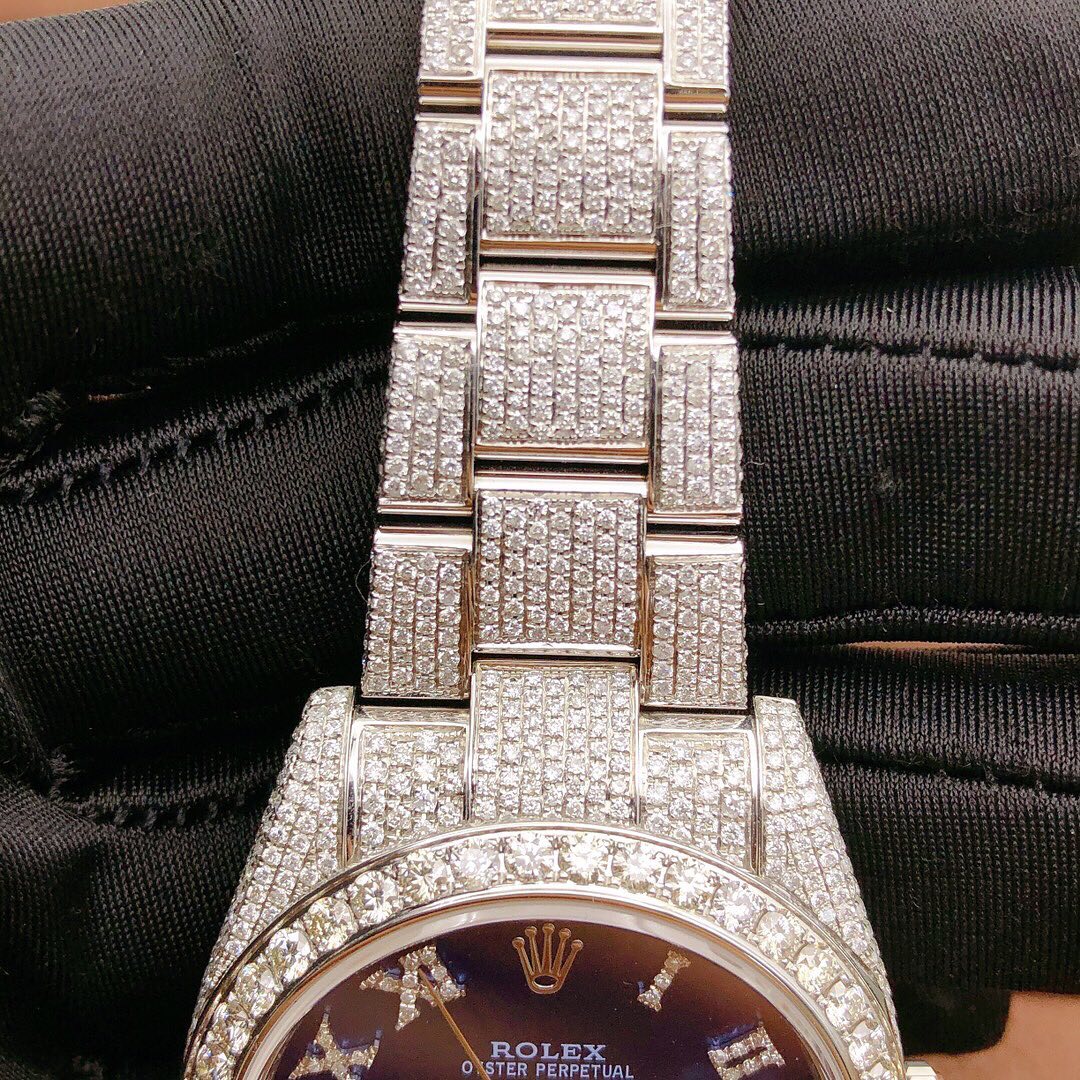 Rolex Watch big diamond bezel watch fully iced strap moissanite watch white gold hip hop watch