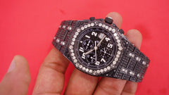 Audemars Piguet Watch chronograph iced out moissanite hip hop watch jet black diamond watch