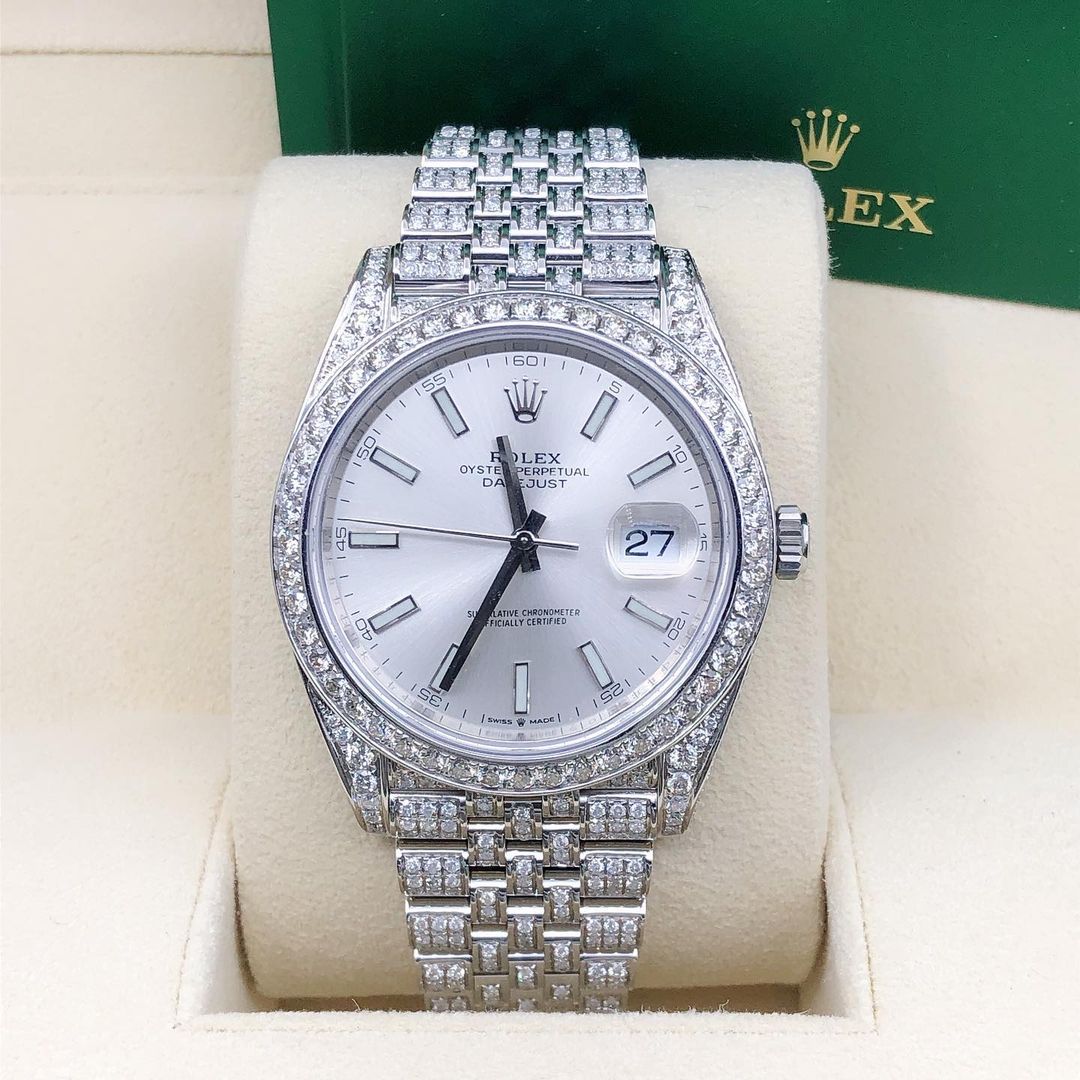 Rolex Watch iced out moissanite studded men wrist watch hip hop watch gift for him luxury bust down watch