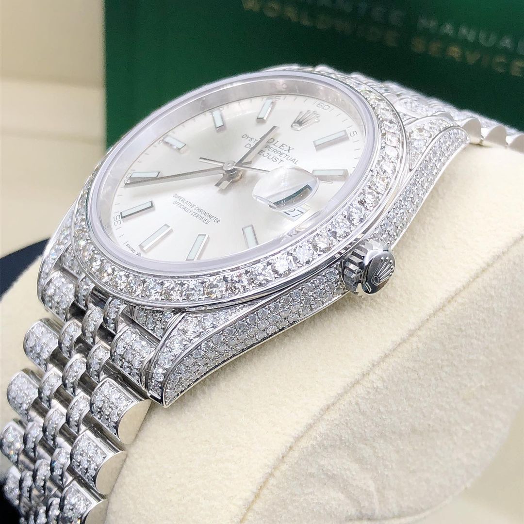 Rolex Watch iced out moissanite studded men wrist watch hip hop watch gift for him luxury bust down watch