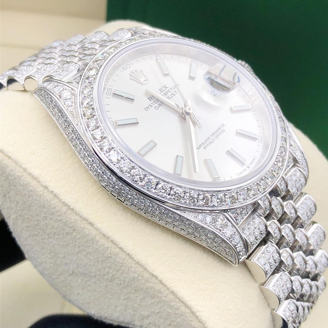 Rolex Watch iced out moissanite studded men wrist watch hip hop watch gift for him luxury bust down watch