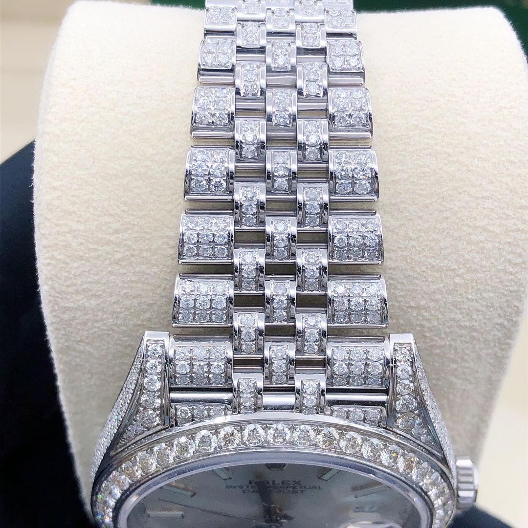 Rolex Watch iced out moissanite studded men wrist watch hip hop watch gift for him luxury bust down watch