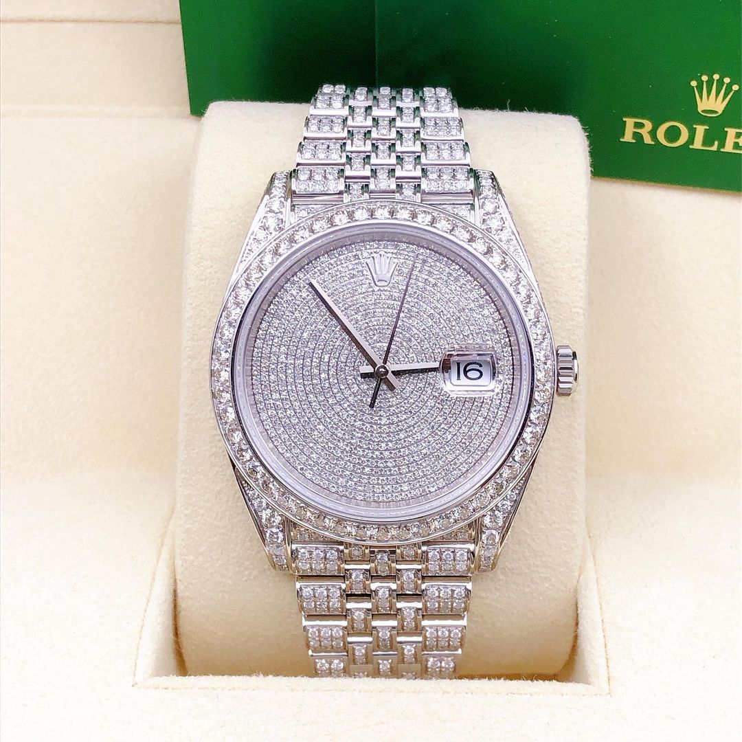 Rolex Watch men luxury wrist watch bling iced out moissanite diamond watch auto date stainless steel watch