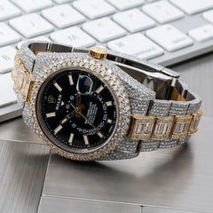 Rolex Watch custom iced out hip hop watch automatic black dial moissanite watch