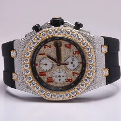 Audemars Piguet Watch top brand custom hip hop iced out moissanite watch chronograph diamond watch with black rubber strap