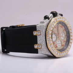 Audemars Piguet Watch top brand custom hip hop iced out moissanite watch chronograph diamond watch with black rubber strap