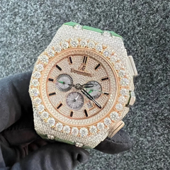 Audemars Piguet Watch handmade iced out moissanite watch men luxury wrist watch hip hop watch with green rubber strap