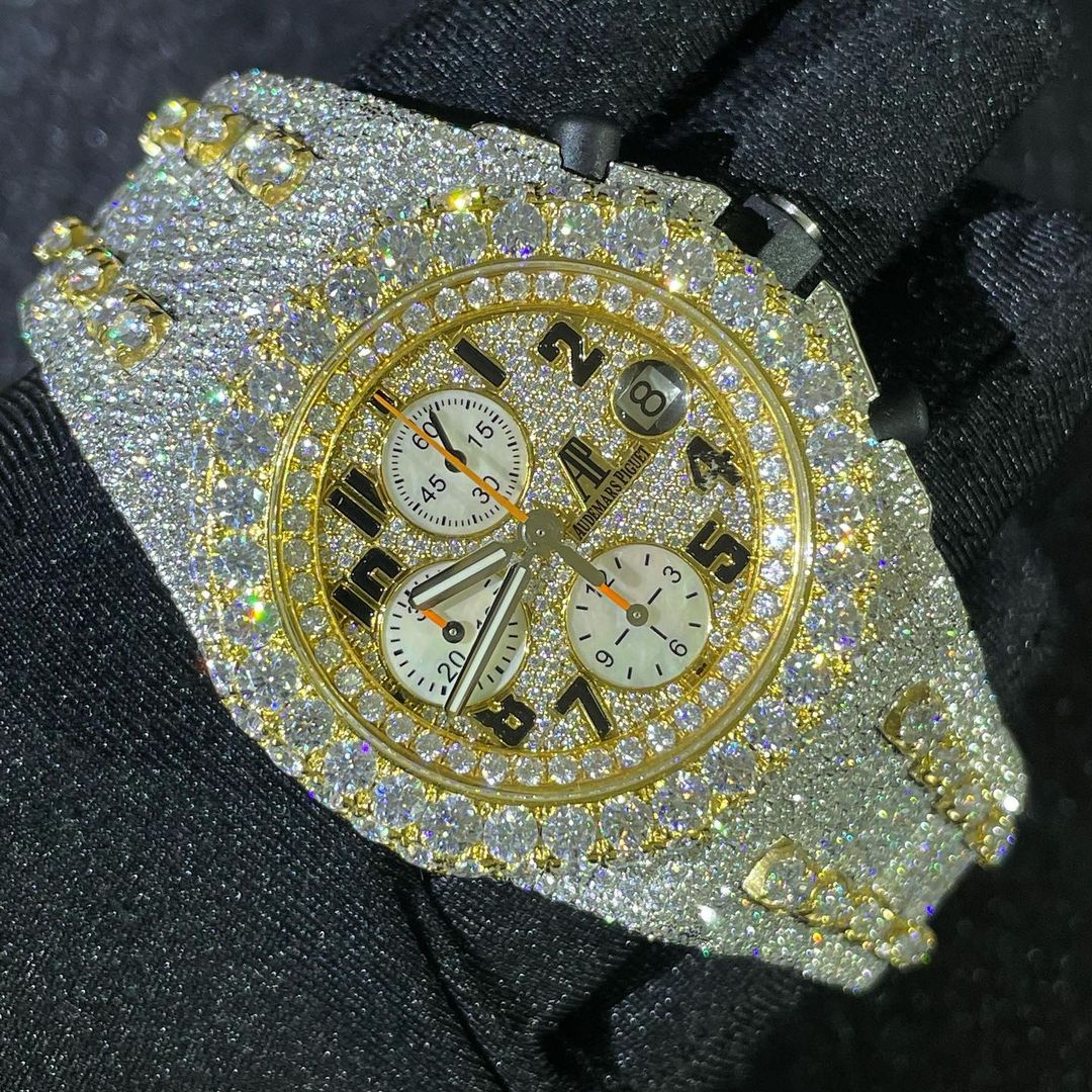 Audemars Piguet Watch mens iced out hip hop watch real moissanite studded quartz watch bust down watch