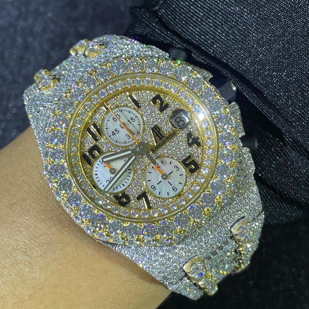 Audemars Piguet Watch mens iced out hip hop watch real moissanite studded quartz watch bust down watch