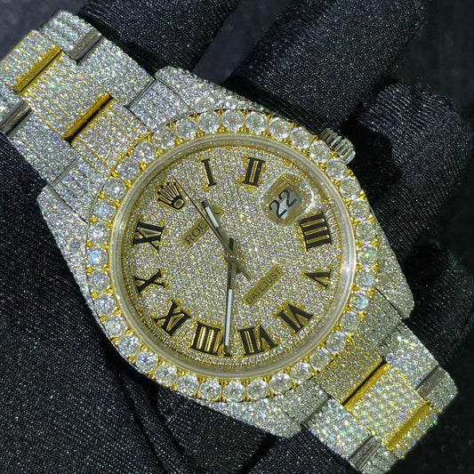 Rolex Watch fully iced out moissanite watch datejust stainless steel watch yellow gold hip hop watch