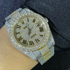 Rolex Watch fully iced out moissanite watch datejust stainless steel watch yellow gold hip hop watch