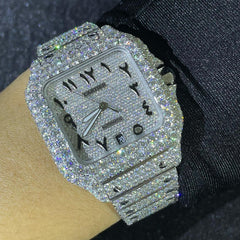 Cartier Watch round vvs moissanite watch automatic iced out bling watch hip hop watch